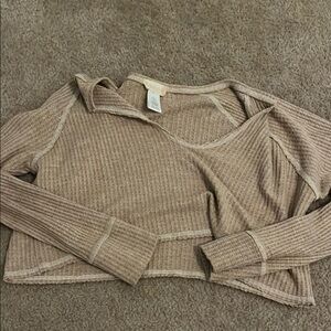 Altar’d State Ribbed Beige Cropped Sweater
